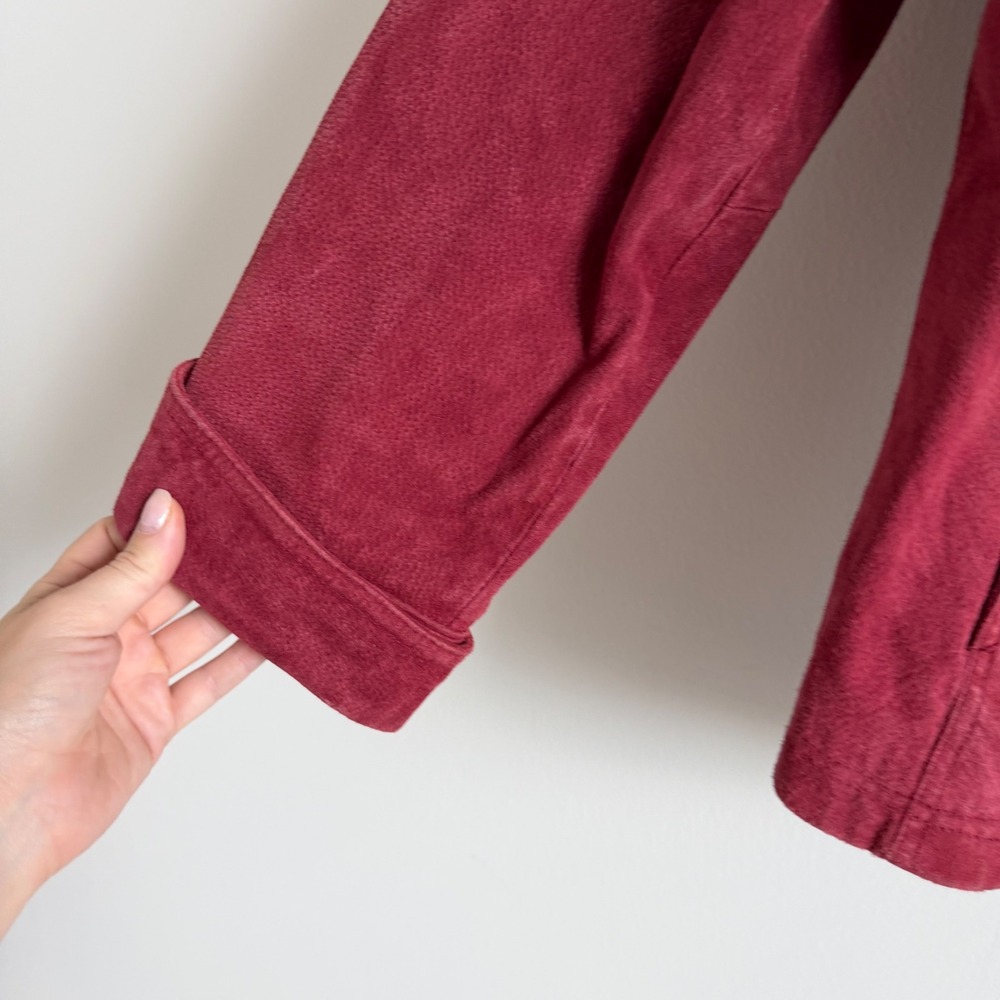 Vintage Maroon Suede Silver Snap Front Suede Jacket - Picture 7 of 14